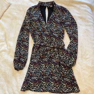 Floral high Neck cutout Sundress with Buttons